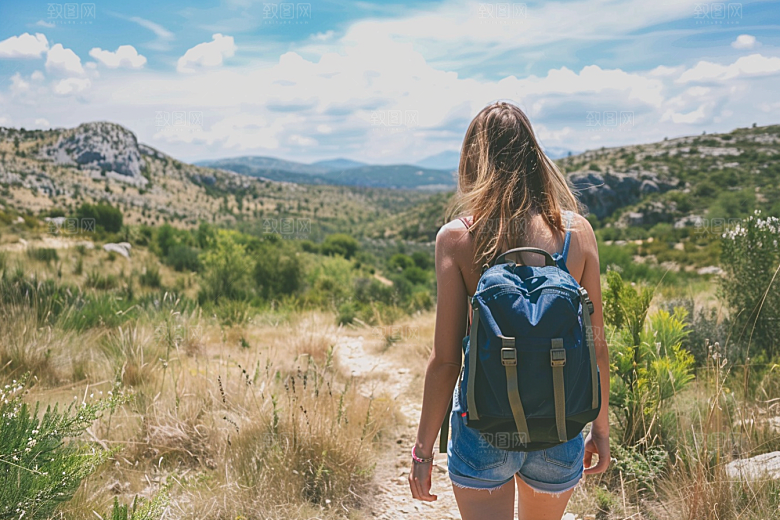 女生旅行背影高清人物摄影图