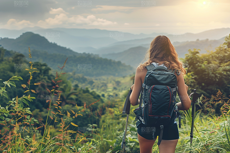 女生旅行背影高清旅游摄影图