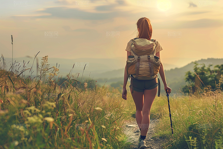 女生旅行背影旅游风光摄影图