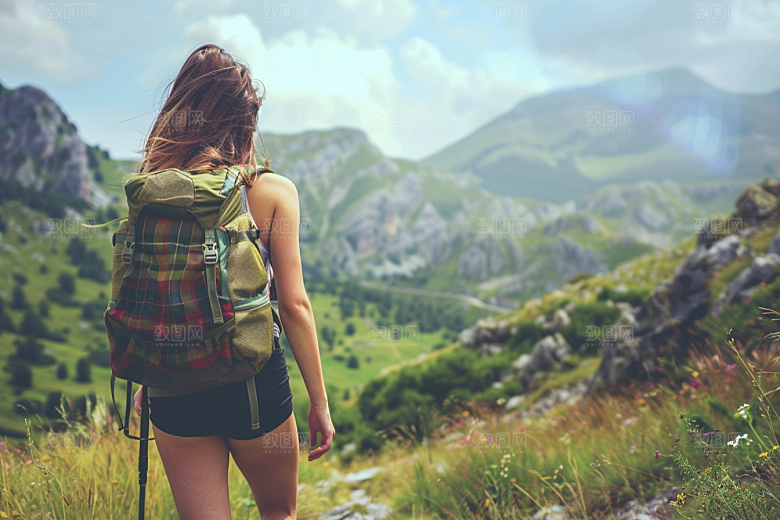 女生旅行背影高清人物摄影图