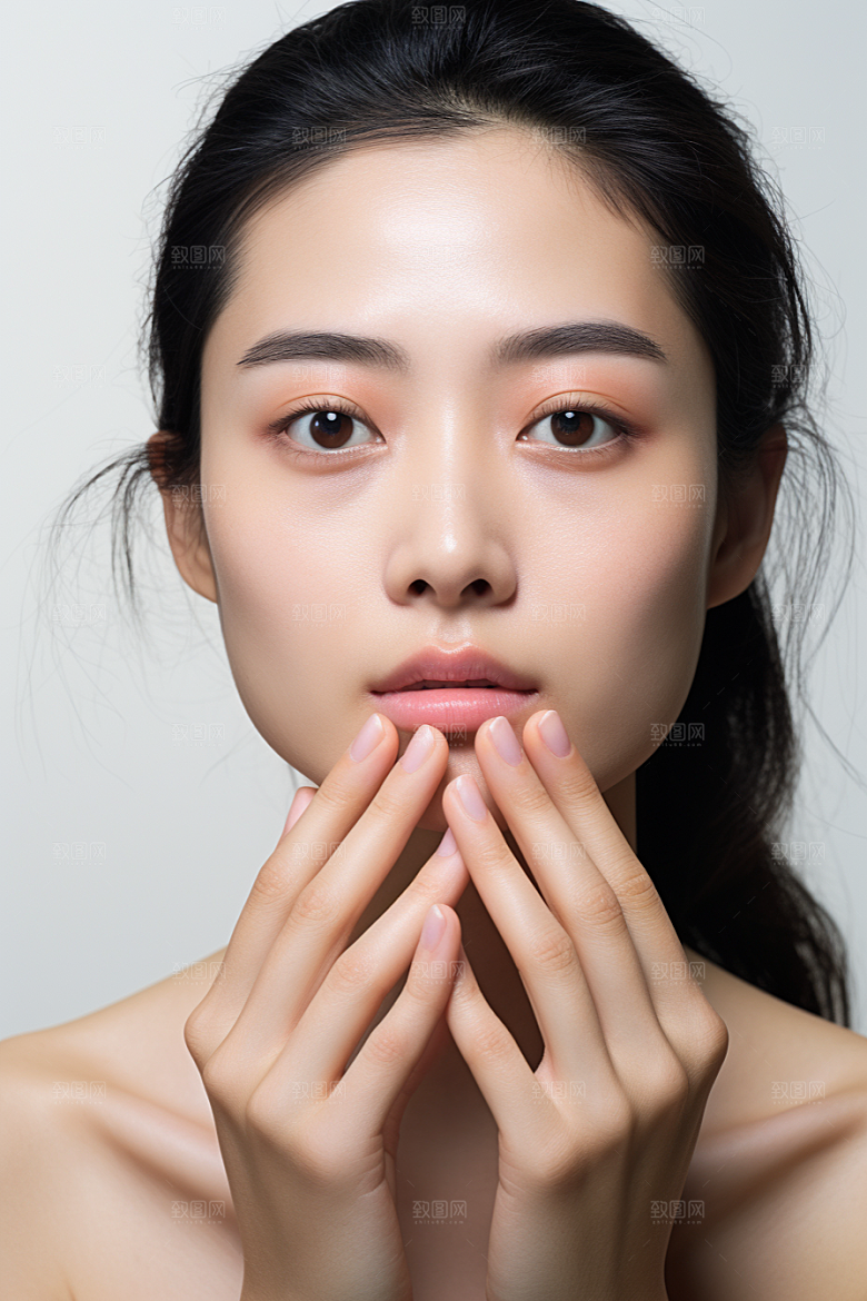 女性肖像护肤品淡妆广告摄影图