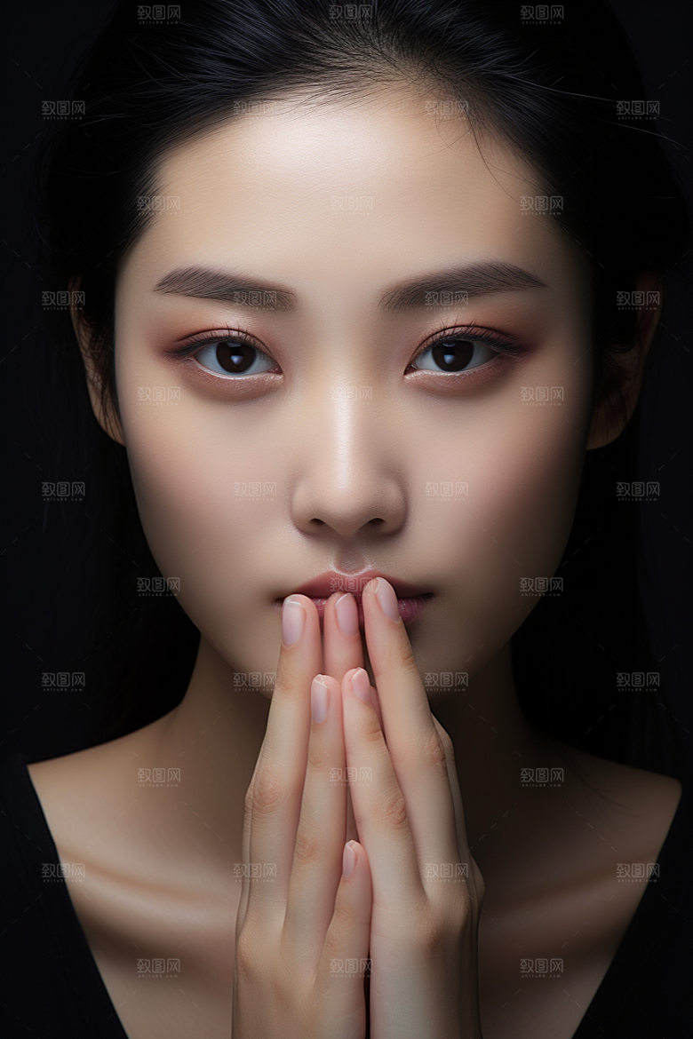 女性肖像淡妆简约广告摄影图
