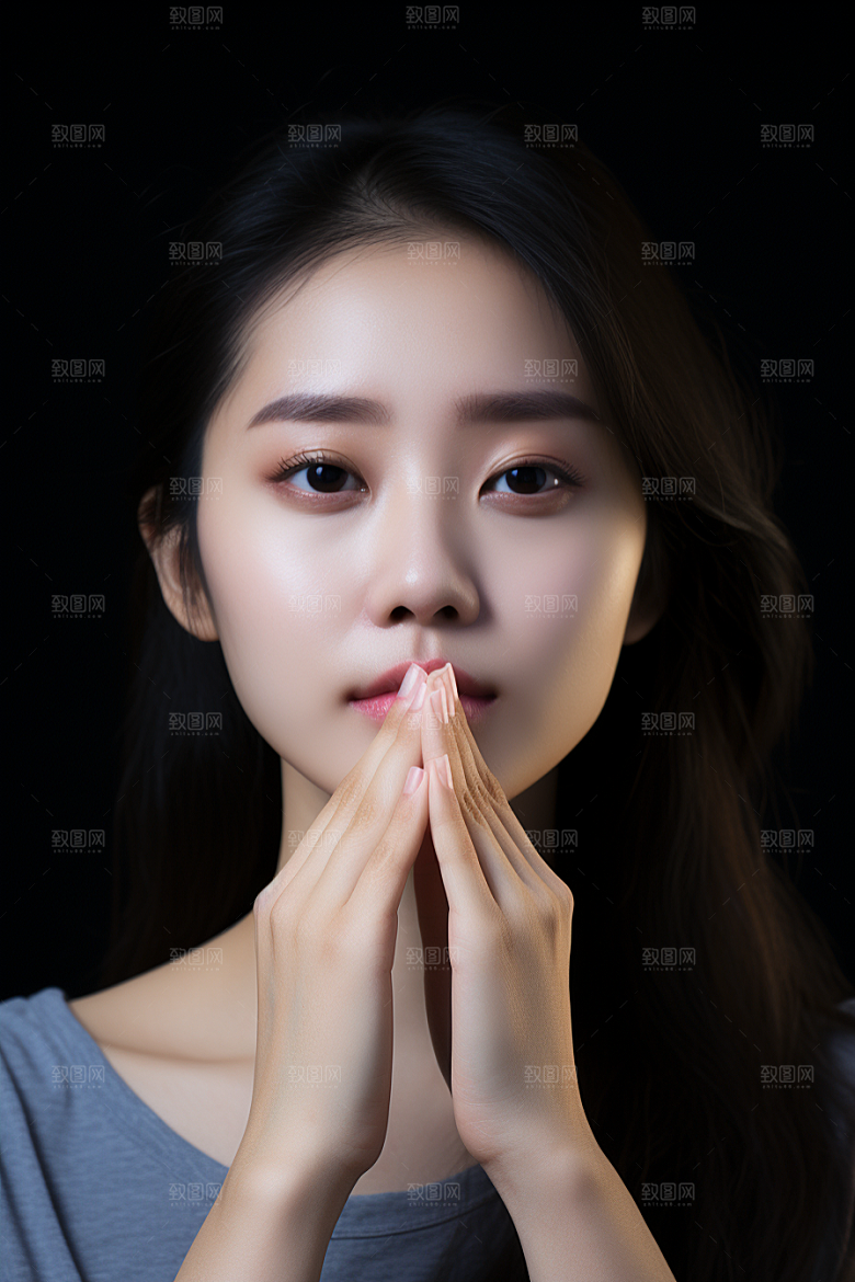 女性肖像护肤品大气广告摄影图