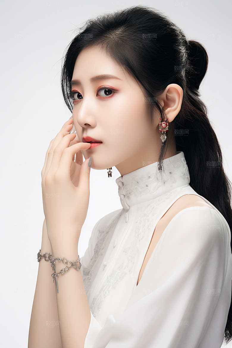 女性肖像自然护肤品广告摄影图
