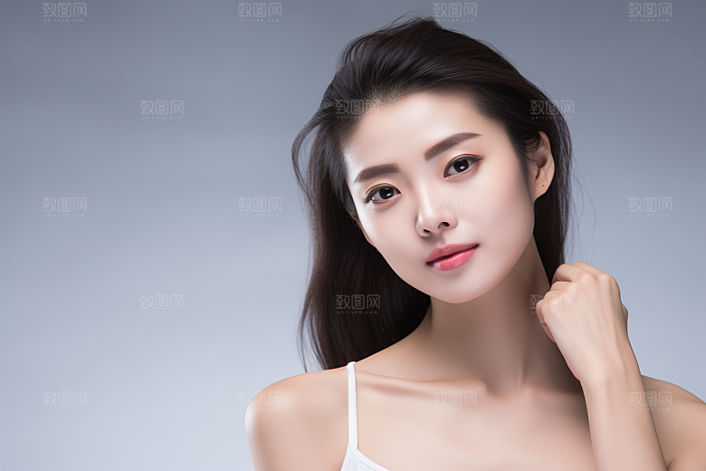 女性肖像淡妆简约广告摄影图