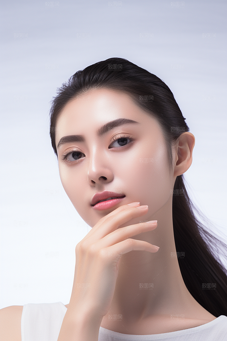 女性肖像淡妆简约广告摄影图
