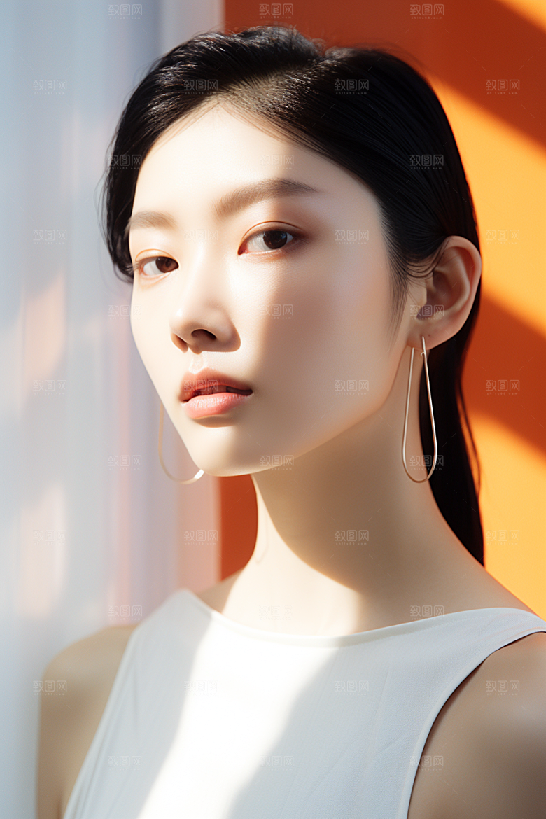 女性肖像简约自然广告摄影图