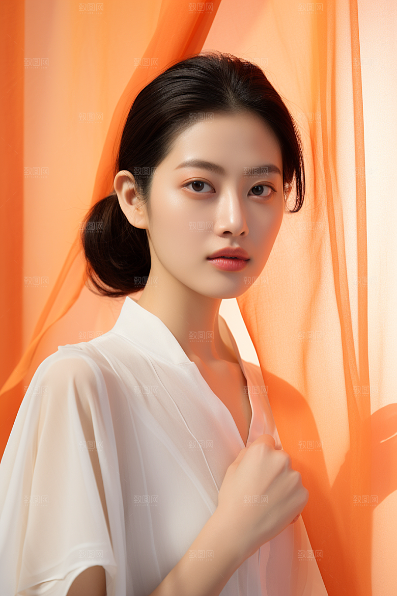 女性肖像护肤品清新广告摄影图