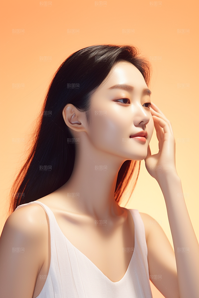 女性肖像自然护肤品广告摄影图