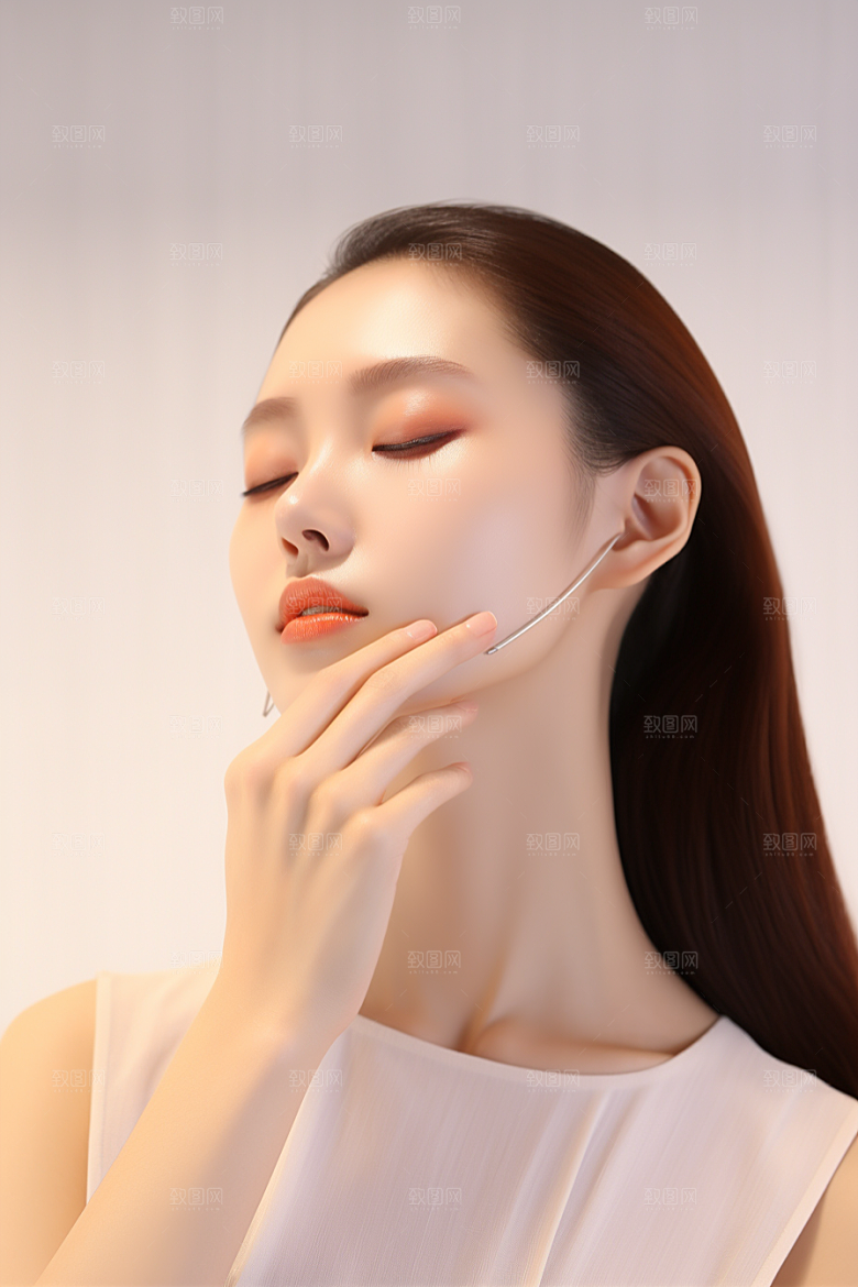 女性肖像清新护肤品广告摄影图