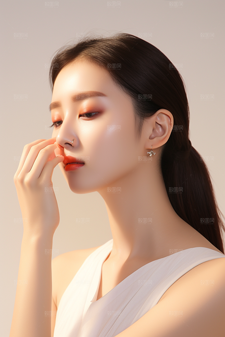 女性肖像清新护肤品广告摄影图