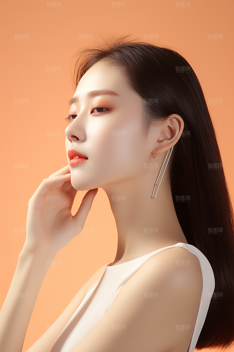 女性肖像清新淡妆广告摄影图