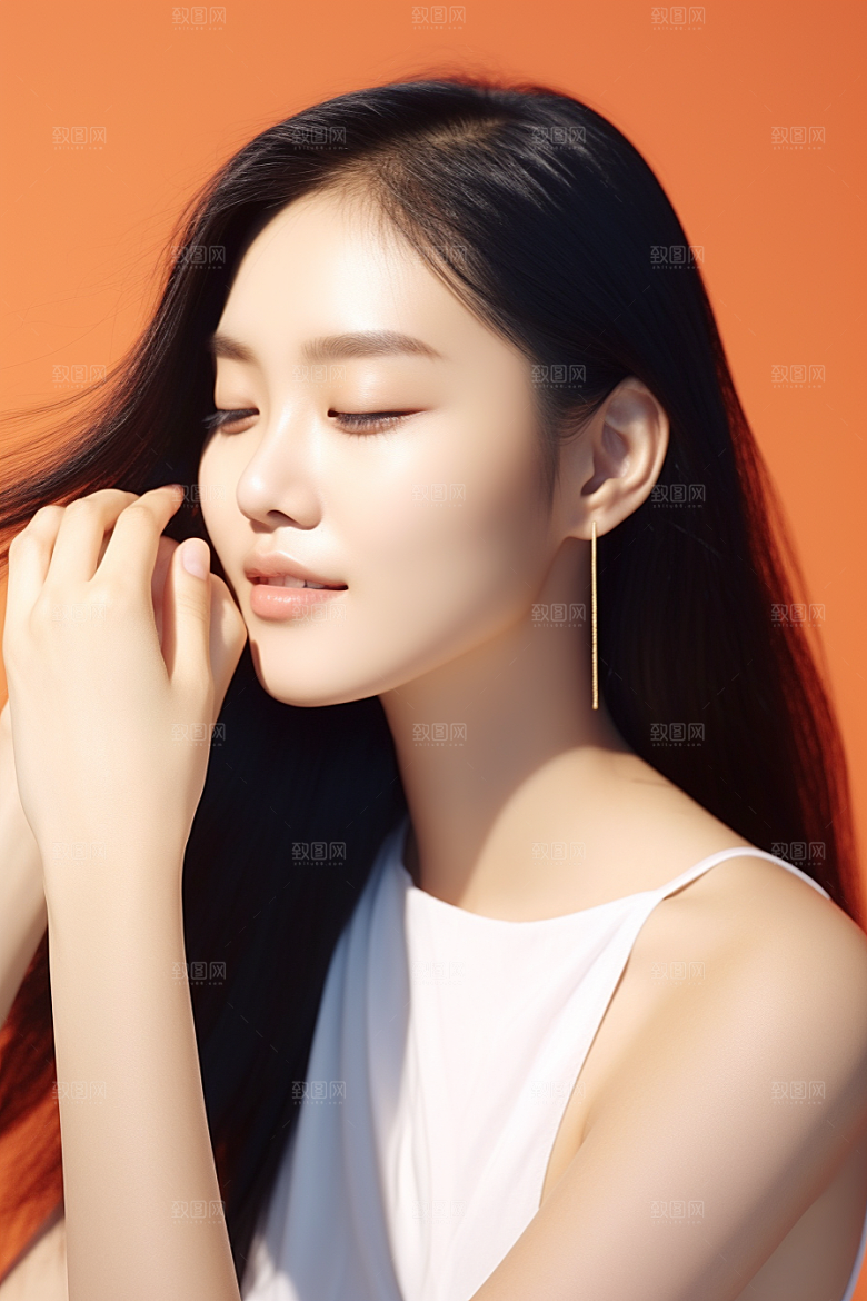 女性肖像清新淡妆广告摄影图
