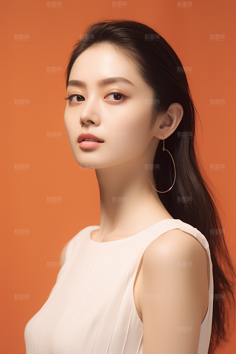 女性肖像淡妆优雅广告摄影图