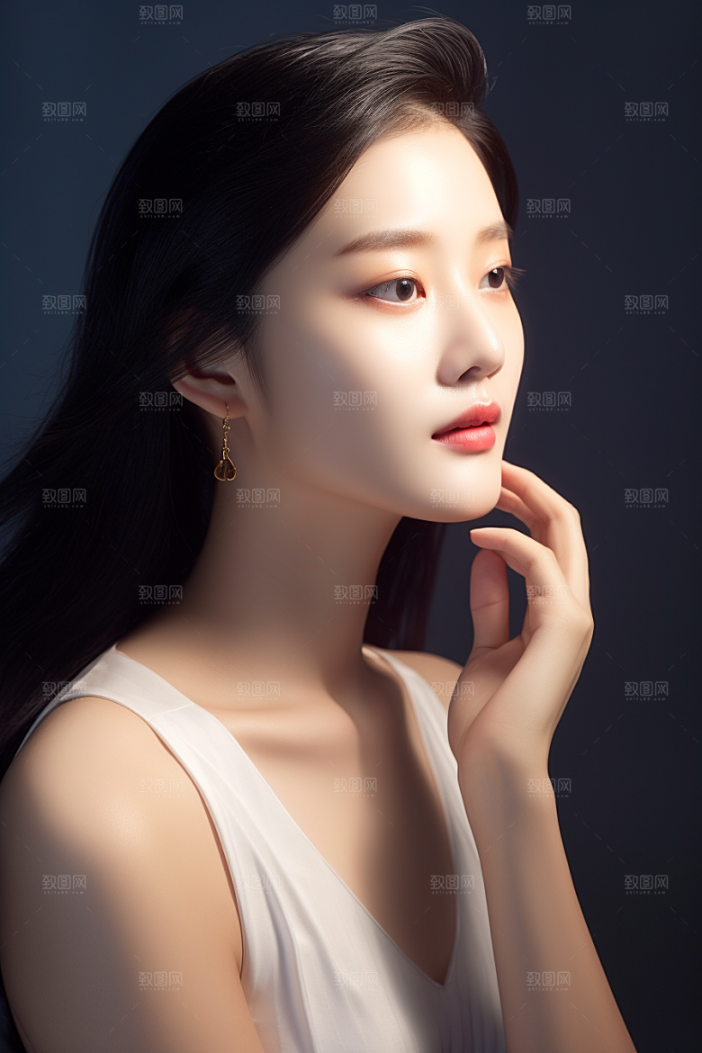 女性肖像淡妆人物广告摄影图