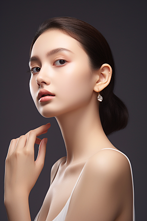女性肖像清新护肤品广告摄影图