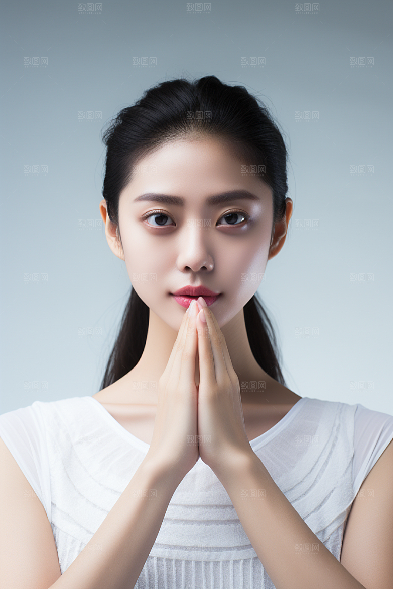 女性肖像优雅淡妆广告摄影图