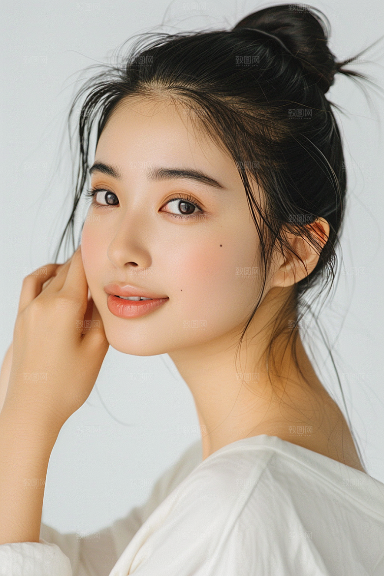 女性肖像淡妆简约广告摄影图