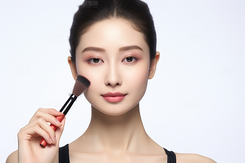 女性肖像淡妆护肤品广告摄影图