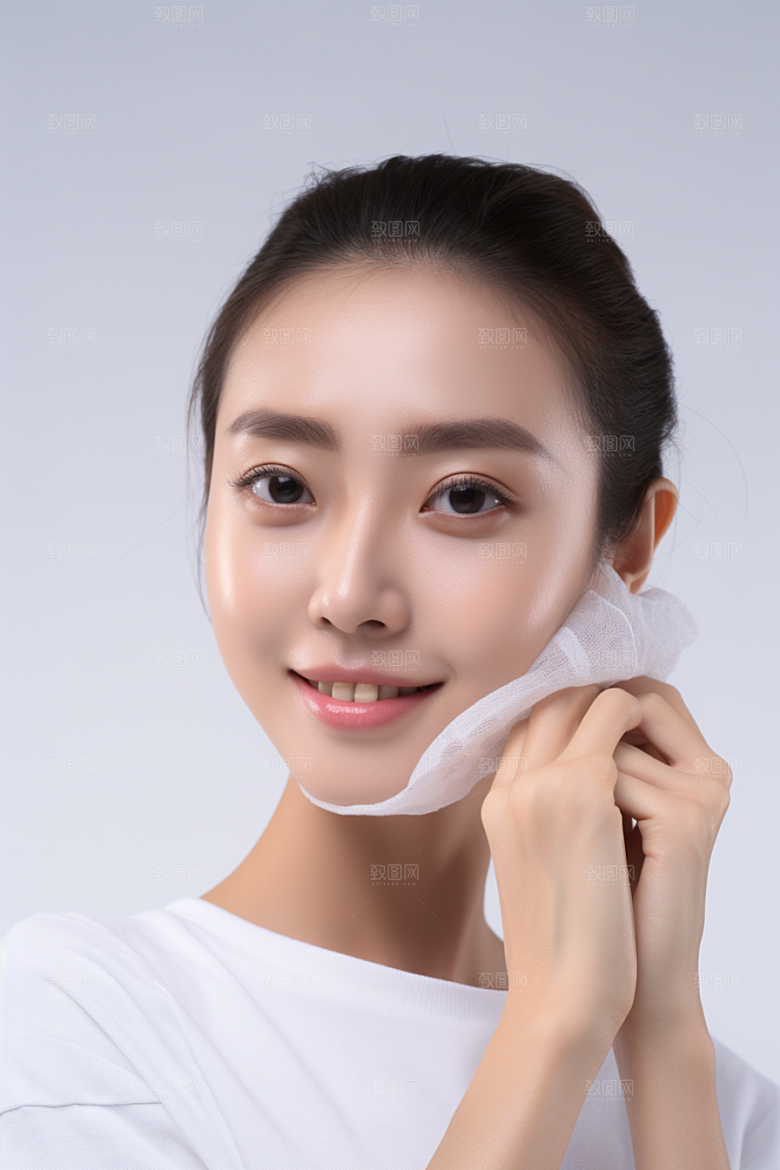 女性肖像清新护肤品广告摄影图