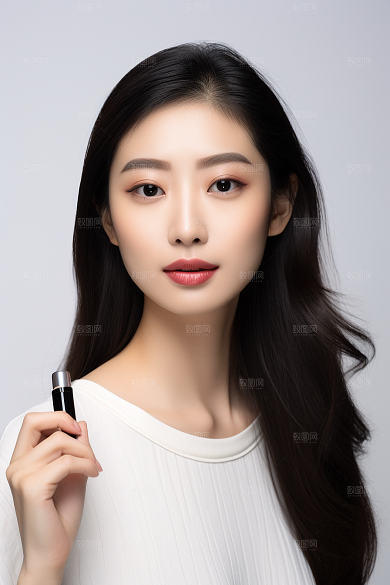 女性肖像护肤品简约广告摄影图