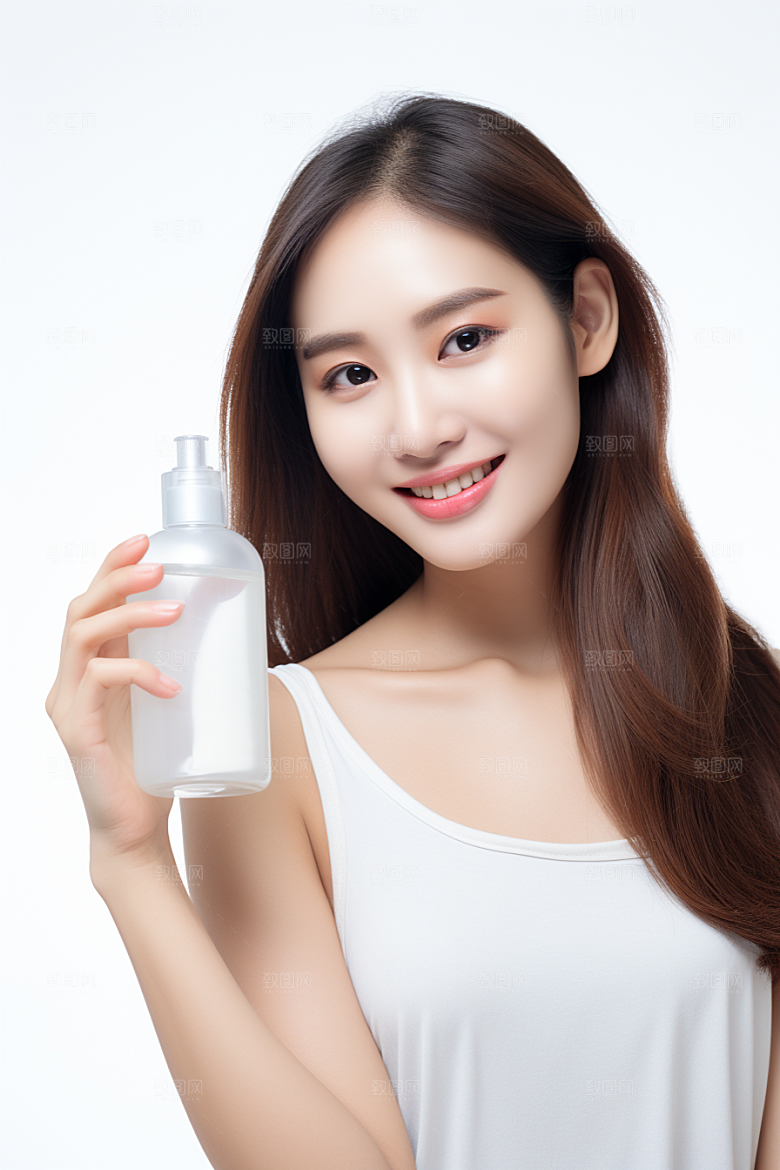 女性肖像简约护肤品广告摄影图
