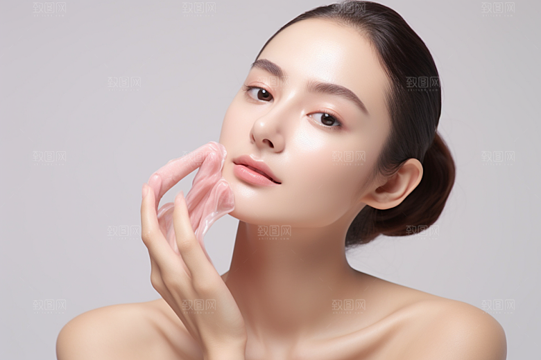 女性肖像清新护肤品广告摄影图