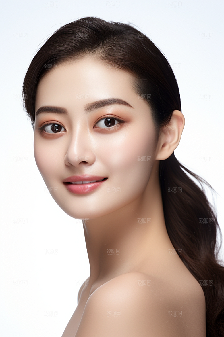 女性肖像简约护肤品广告摄影图