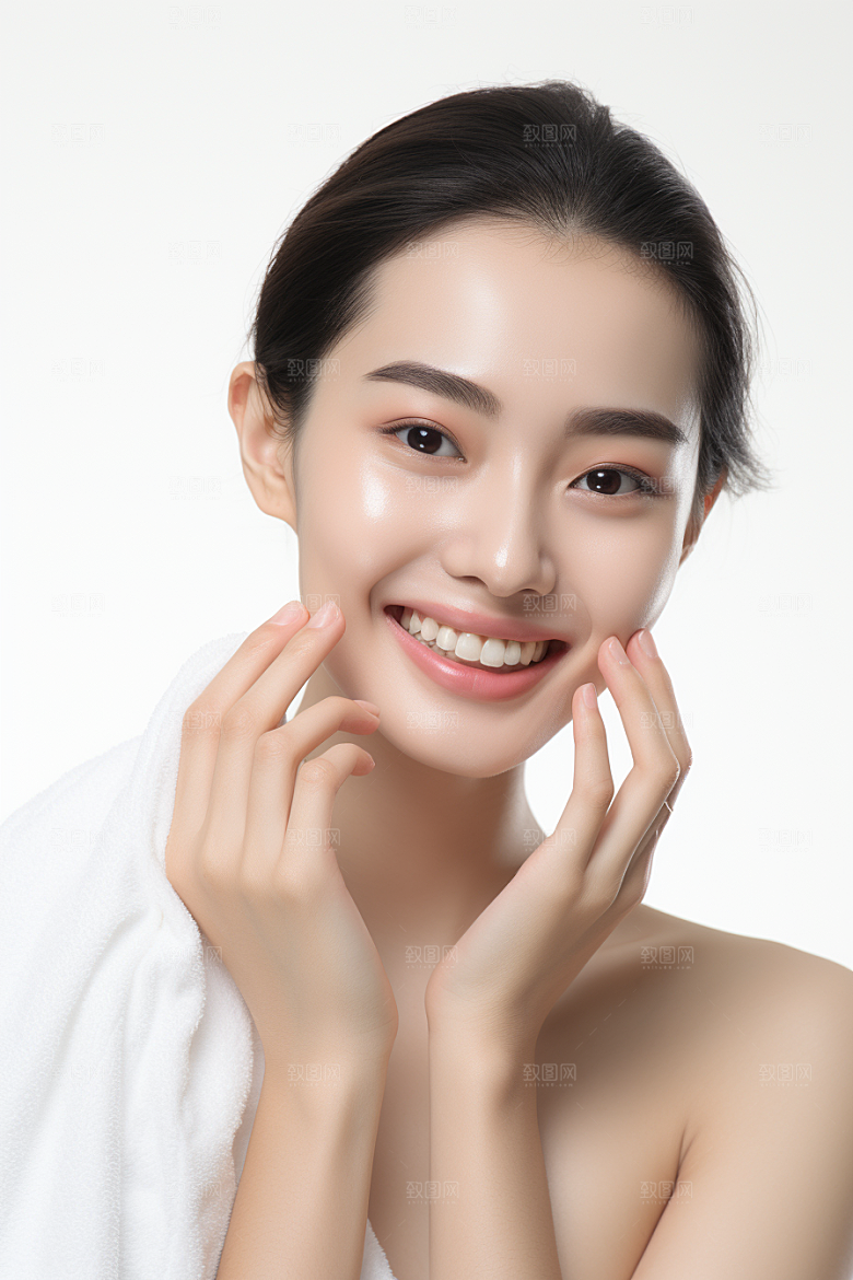 女性肖像简约护肤品广告摄影图