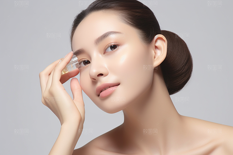 女性肖像清新护肤品广告摄影图