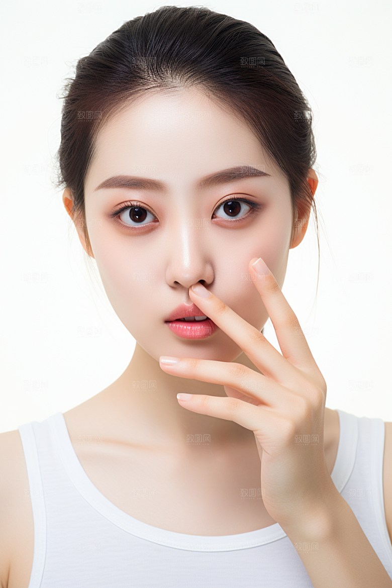 女性肖像简约淡妆广告摄影图