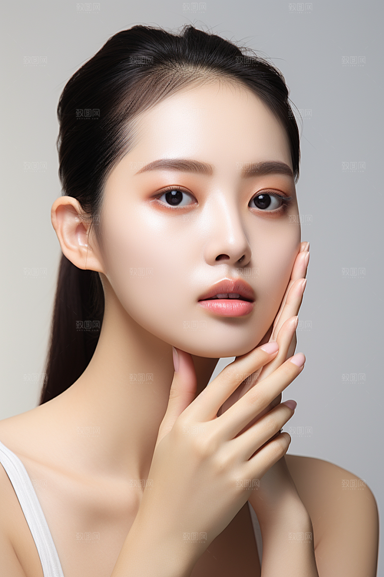女性肖像人物淡妆广告摄影图