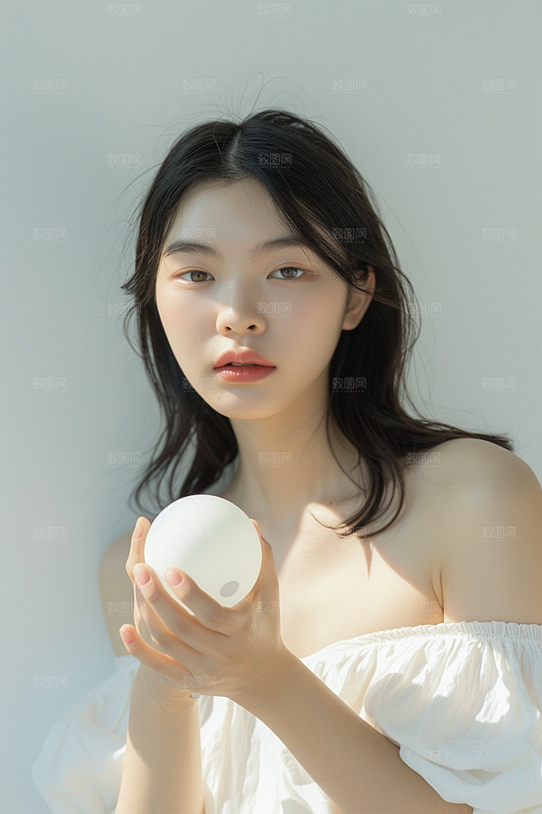 女性肖像淡妆简约广告摄影图