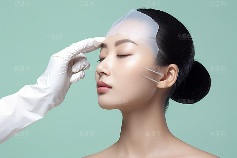 女性肖像淡妆护肤品广告摄影图