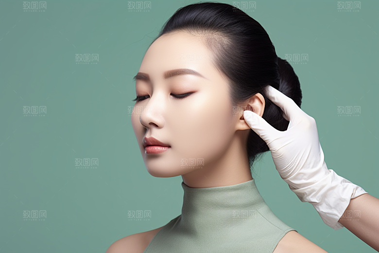女性肖像护肤品简约广告摄影图