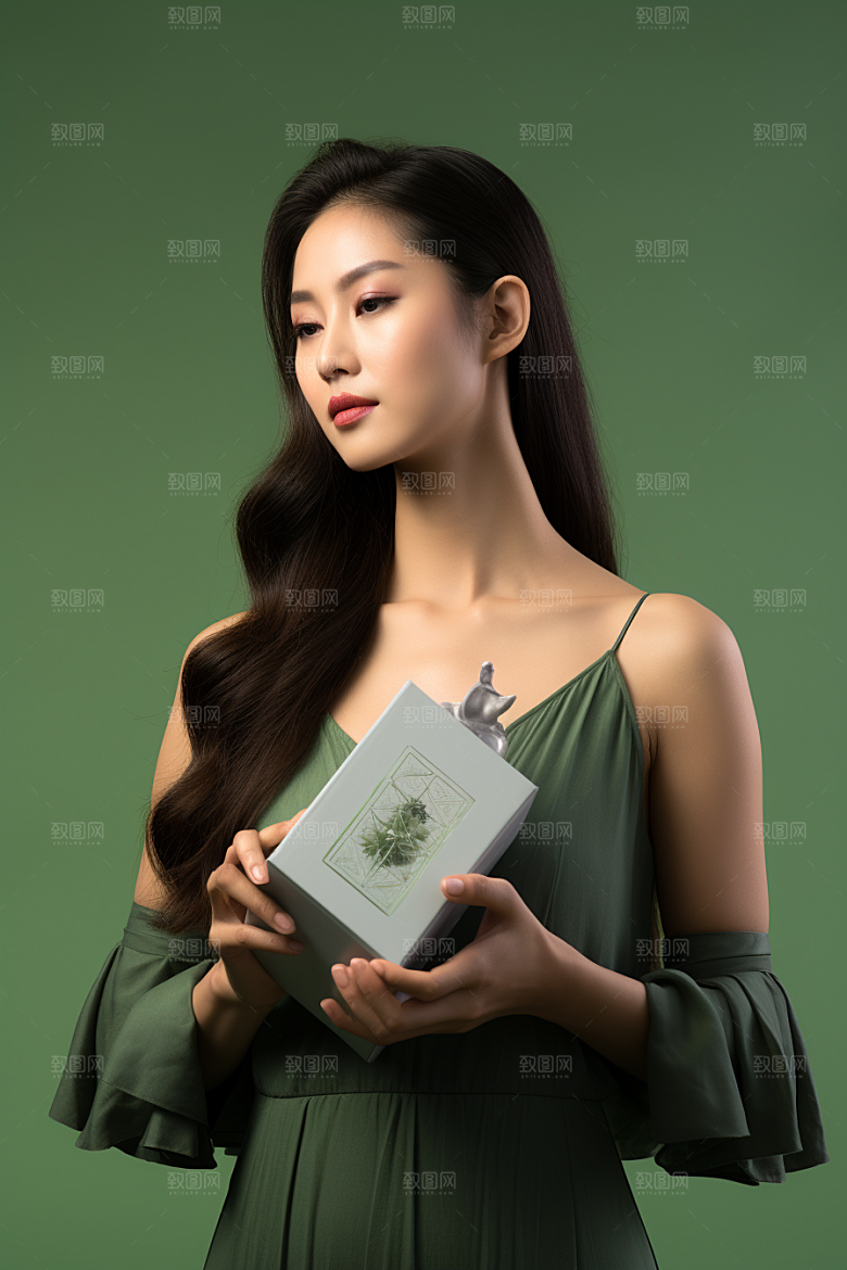 女性肖像简约护肤品广告摄影图