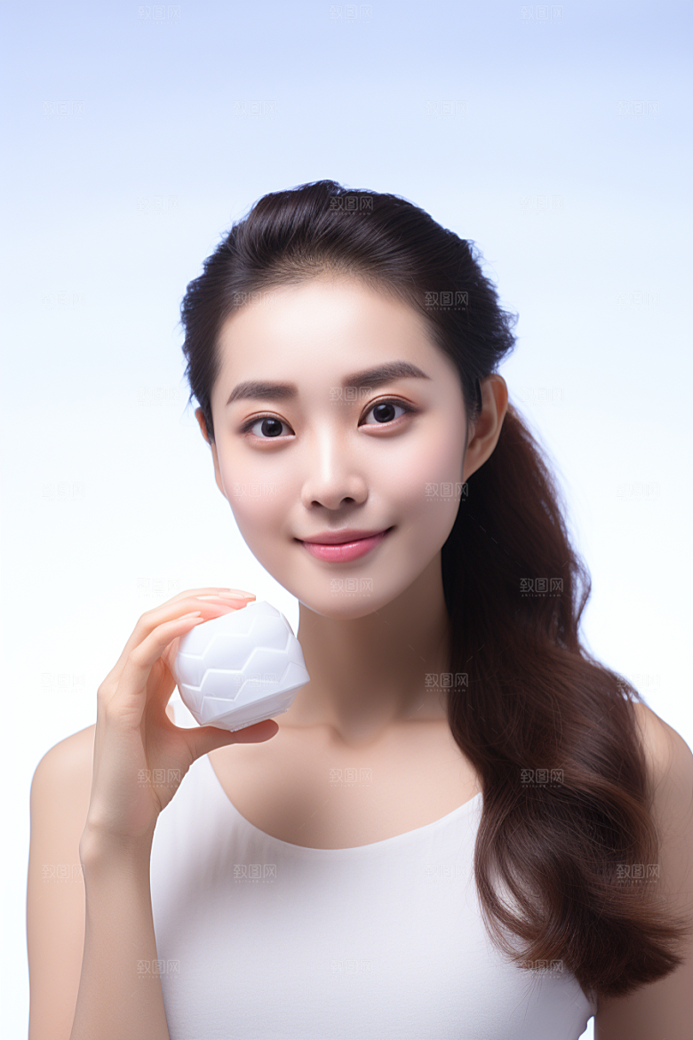 女性肖像淡妆护肤品广告摄影图