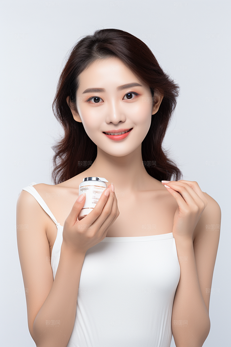 女性肖像护肤品淡妆广告摄影图