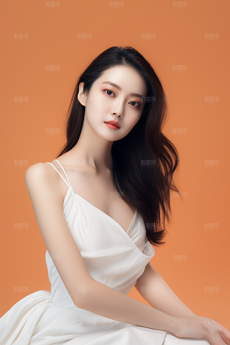 女性肖像人物淡妆广告摄影图