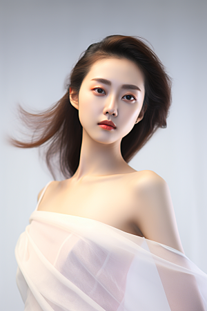女性肖像简约淡妆广告摄影图