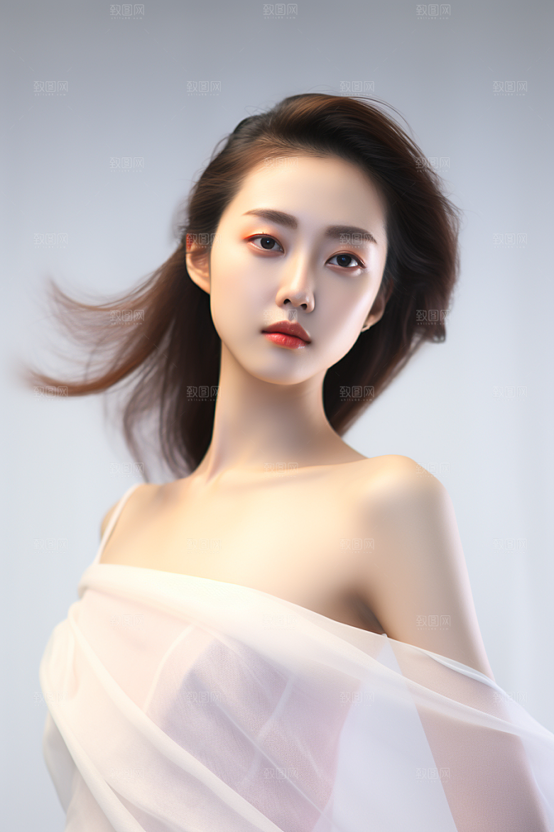 女性肖像简约淡妆广告摄影图