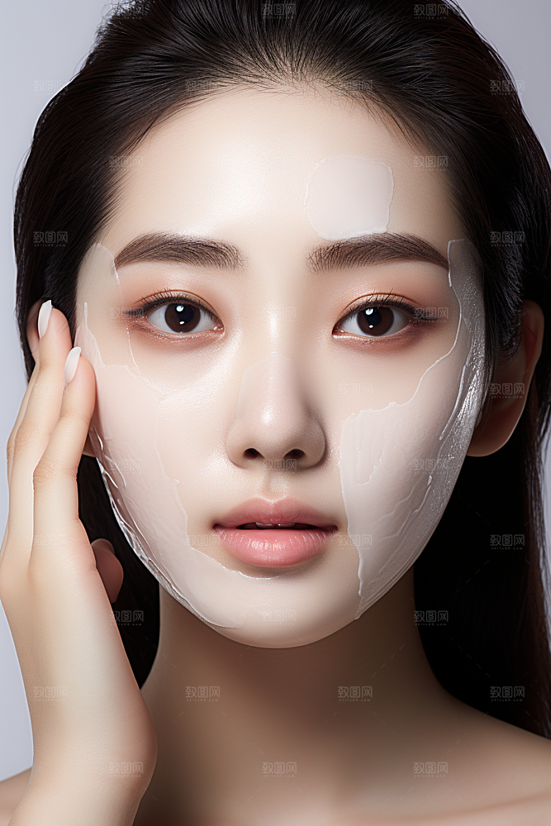 女性肖像护肤品简约广告摄影图