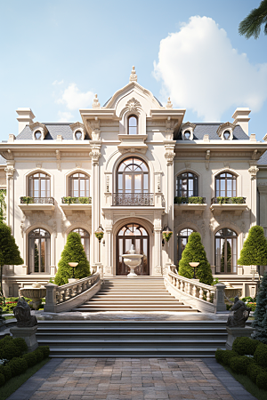 欧式别墅模型建筑效果图