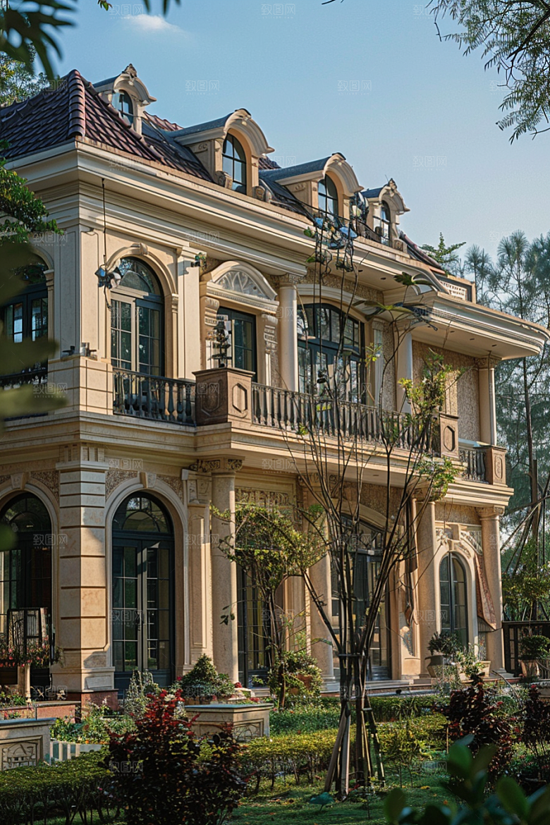 欧式别墅建筑住宅效果图