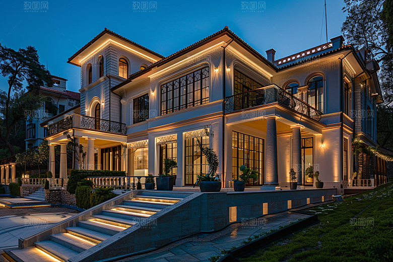 欧式别墅模型住宅效果图