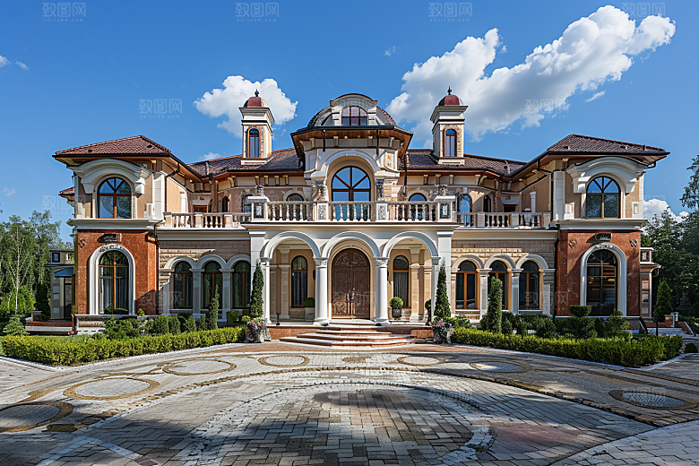 欧式别墅建筑住宅效果图