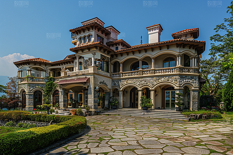 欧式别墅建筑洋楼效果图