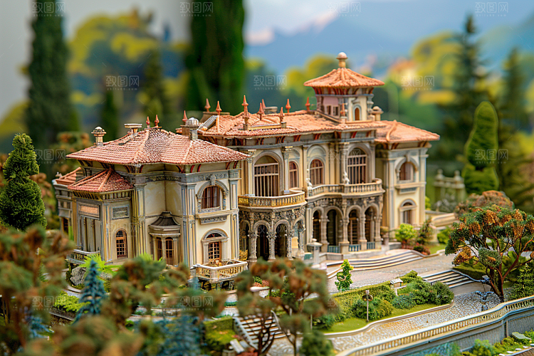 欧式别墅奢华建筑效果图