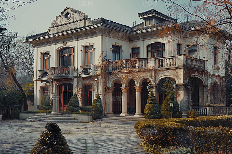 欧式别墅建筑精致效果图
