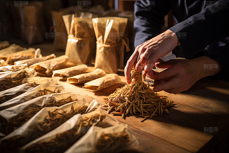 中医配药抓药药房摄影图